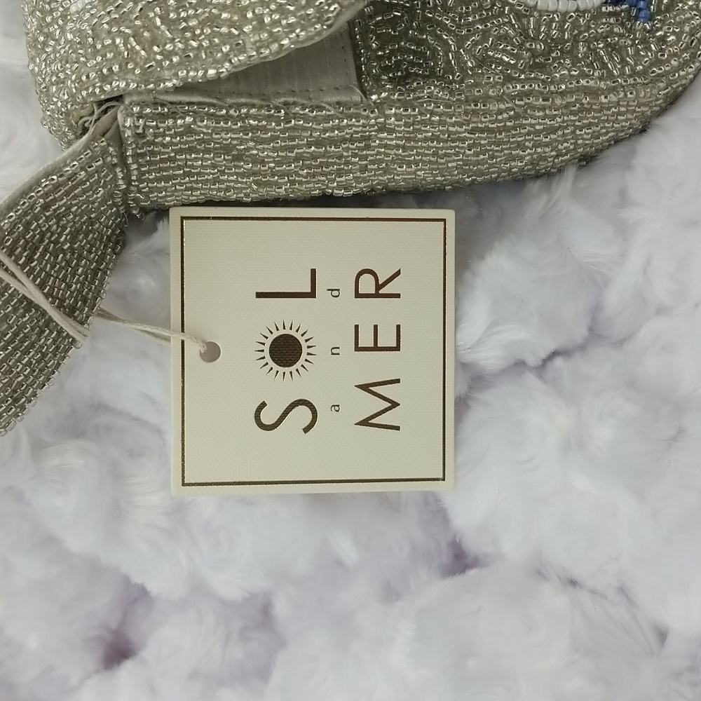Sol and Mer New with Tags Silver, Blue and White Beaded Ice Skate Shoulder Bag - Picture 3 of 11